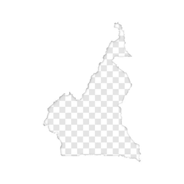 カメルーン地図の透明シルエットと影 — ストックベクタ