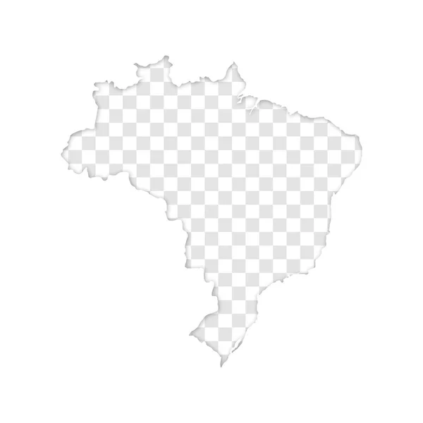 Silueta Transparente Brasil Mapa Con Sombra — Vector de stock