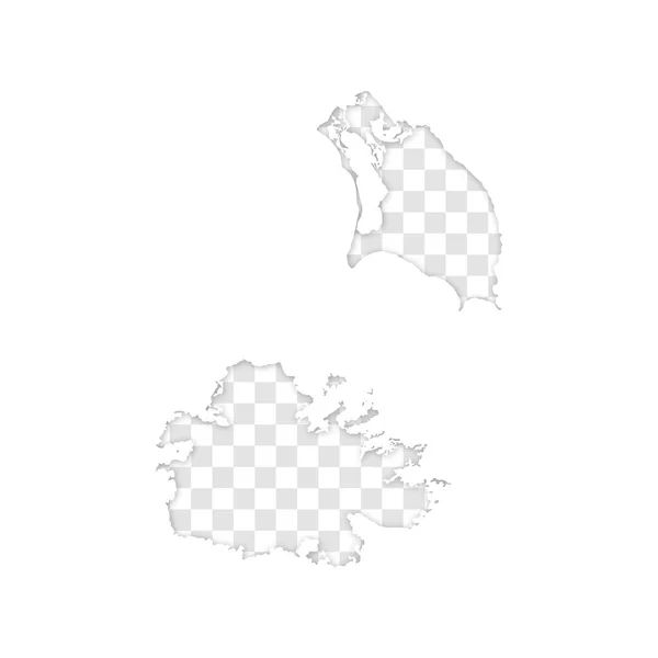 Silhouette Transparente Antigua Barbuda Carte Avec Ombre — Image vectorielle