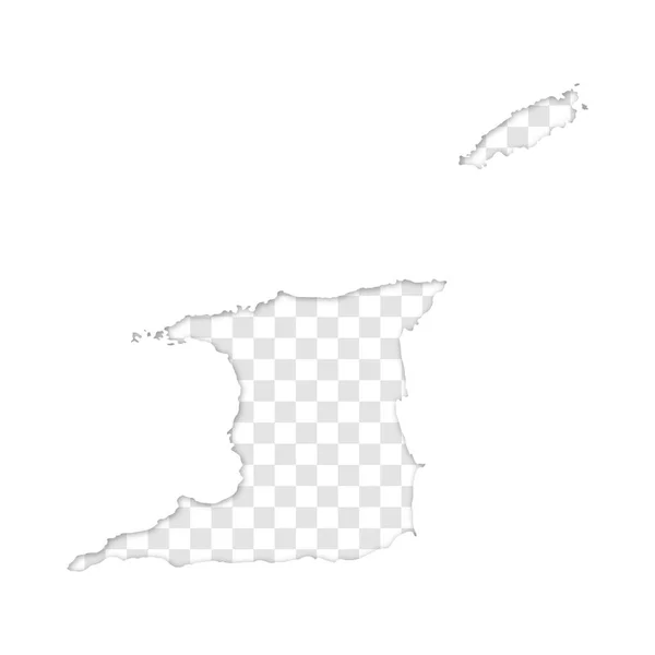 Silueta Transparente Trinidad Tobago Mapa Con Sombra — Vector de stock