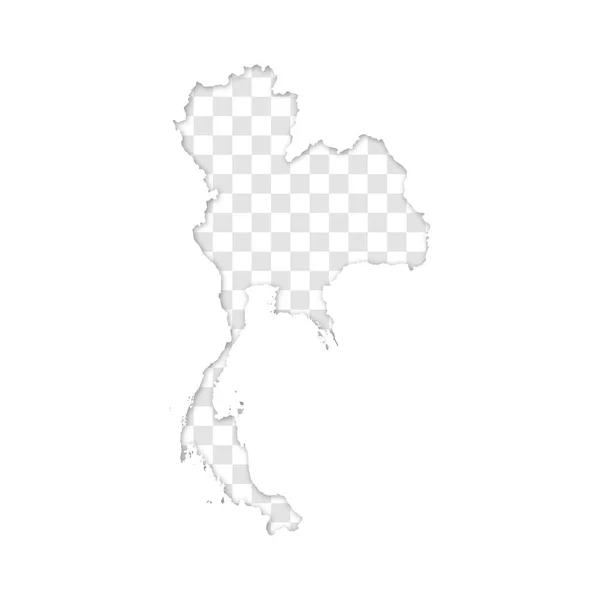 影のあるタイ地図の透明シルエット — ストックベクタ