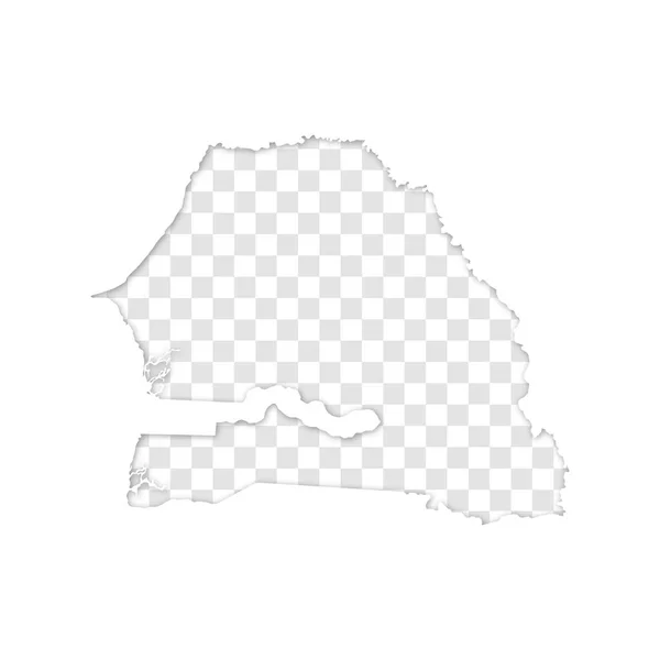Transparentní Silueta Senegalské Mapy Stínem — Stockový vektor