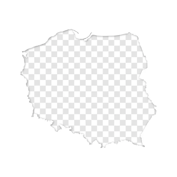 Silhouette Transparente Pologne Carte Avec Ombre — Image vectorielle