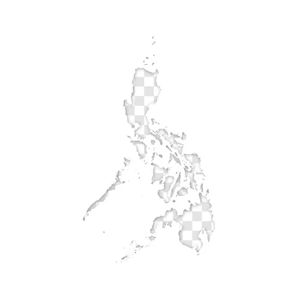 フィリピン地図の透明シルエットと影 — ストックベクタ