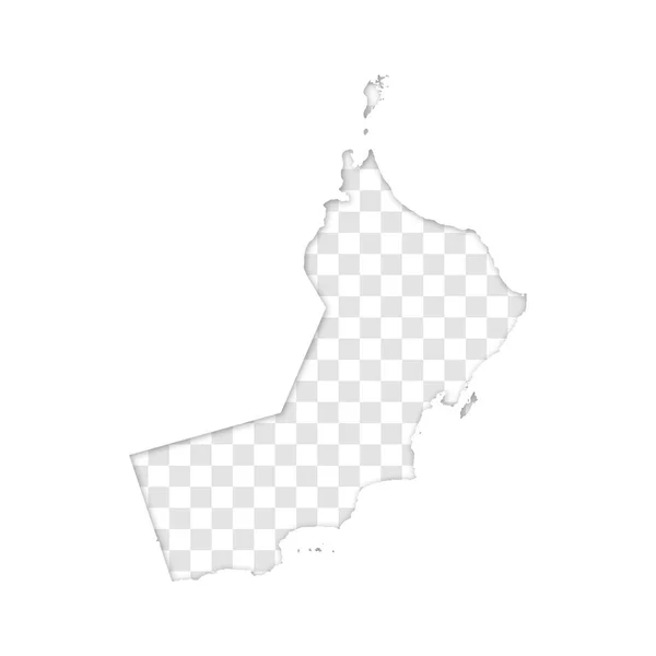 Silueta Transparente Omán Mapa Con Sombra — Vector de stock