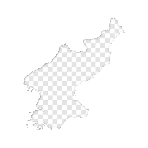 Silhueta Transparente Coreia Norte Mapa Com Sombra — Vetor de Stock