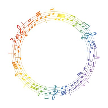 gökkuşağı vektör notaları - beyaz arkaplanda müzik notaları