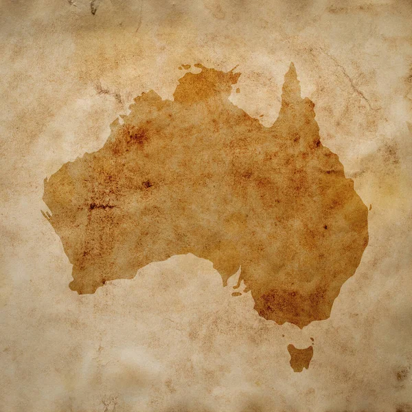 Karta Över Australien Gammalt Grunge Brunt Papper — Stockfoto