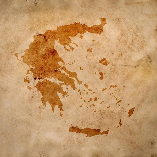 Mappa Della Grecia Vecchia Carta Marrone Grunge — Foto Stock