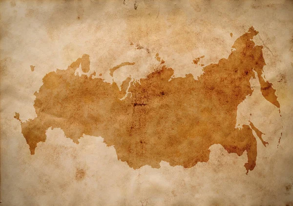 map of Russia on old grunge brown paper