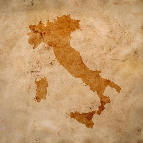 Map Italy Old Grunge Brown Paper — Stock Photo, Image
