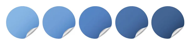Σετ Από Διάφορα Χρωματιστά Μπλε Στρογγυλά Αυτοκόλλητα Πανό Λευκό Φόντο — Διανυσματικό Αρχείο