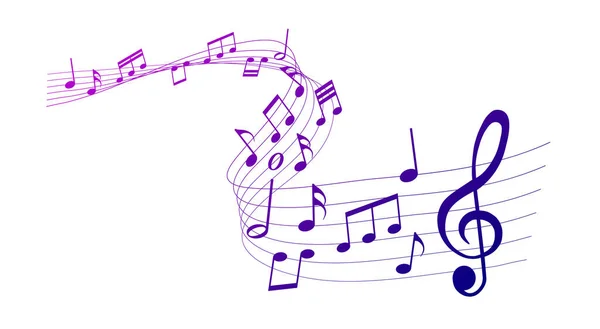 Partitura Vectorial Violeta Notas Musicales Melodía Sobre Fondo Blanco — Vector de stock