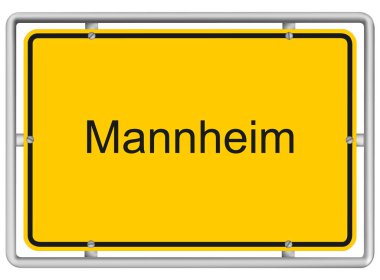 Mannheim - Beyaz arkaplanda izole edilmiş sarı yol işareti