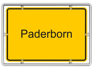 Paderborn - Beyaz arkaplanda izole edilmiş sarı yol işareti