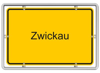 Zwickau - Sarı yol işareti beyaz arkaplanda izole