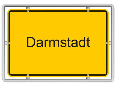 Darmstadt - Sarı yol işareti beyaz arkaplanda izole