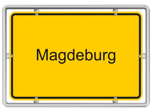 Magdeburg Sarı Yol Işareti Beyaz Arkaplanda Izole Edildi — Stok Vektör