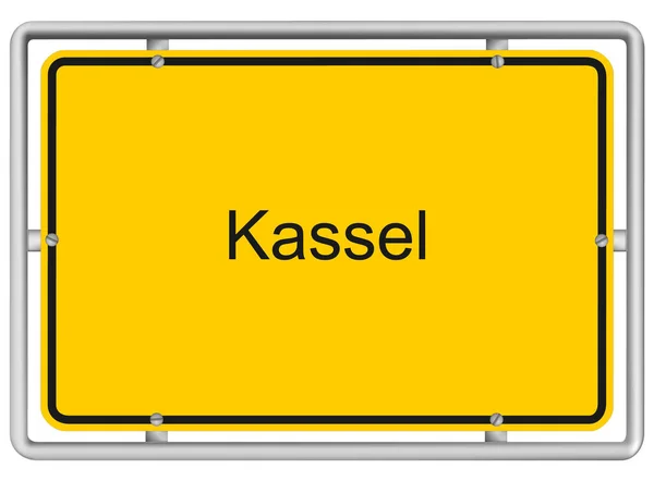 Kassel Sarı Yol Işareti Beyaz Arkaplanda Izole — Stok Vektör