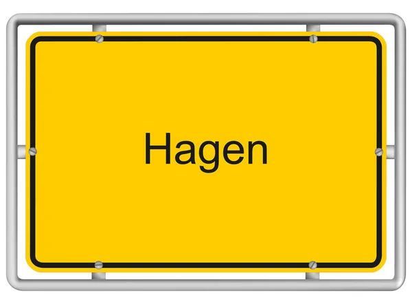 Hagen Panneau Jaune Isolé Sur Fond Blanc — Image vectorielle