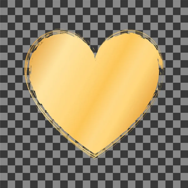 Pinsel Bemalt Goldtinte Stempel Herz Banner Auf Transparentem Hintergrund — Stockvektor