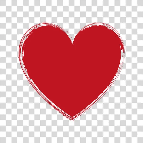 Pinsel Bemalt Rote Stempel Herz Banner Auf Transparentem Hintergrund — Stockvektor