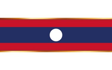 Beyaz arkaplanda Laos bayrağı olan altın kurdele bayrağı
