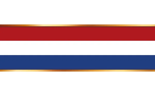 Gouden Lint Banner Met Vlag Van Nederland Witte Achtergrond — Stockvector