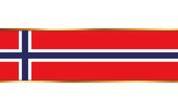 Bandera Cinta Oro Con Bandera Noruega Sobre Fondo Blanco — Vector de stock