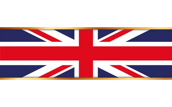 Guld Band Banner Med Flagga Storbritannien Vit Bakgrund — Stock vektor