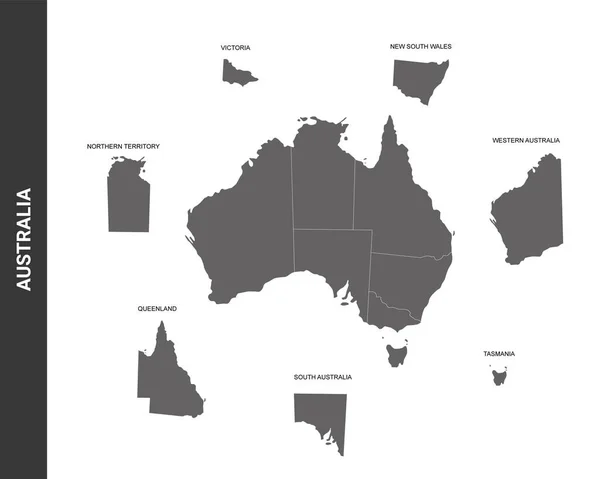 Vektorkarta Över Australien Med Statsgränser — Stock vektor