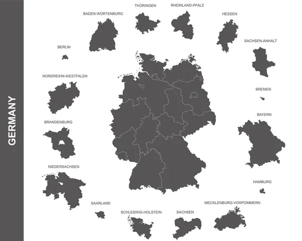 Mapa Político Alemanha Isolado Fundo Branco — Vetor de Stock