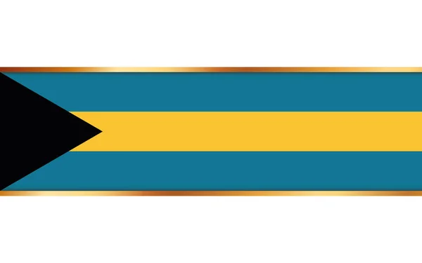 Bandera Cinta Oro Con Bandera Bahamas Sobre Fondo Blanco — Vector de stock