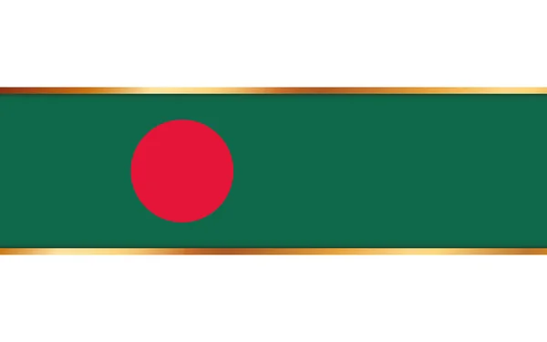 Beyaz Arkaplanda Bangladeş Bayrağı Olan Altın Kurdele — Stok Vektör