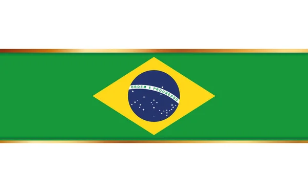 Золотой Баннер Флагом Бразилии Белом Фоне — стоковый вектор