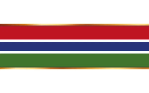 Guld Band Banner Med Flagga Gambia Vit Bakgrund — Stock vektor