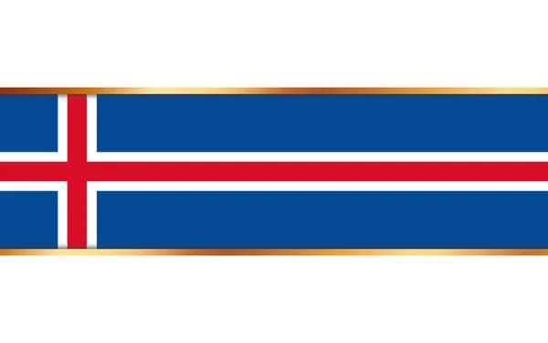 Banner Cinta Oro Con Bandera Islandia Sobre Fondo Blanco — Vector de stock