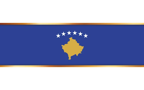 Bandera Cinta Oro Con Bandera Kosovo Sobre Fondo Blanco — Archivo Imágenes Vectoriales