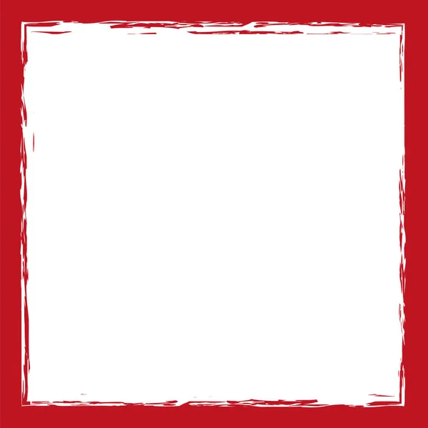 Rood Penseel Beschilderd Inktstempel Frame Met Witte Plaats Voor Design — Stockvector