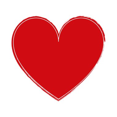 fırça boyalı kırmızı mürekkep damgalı kalp pankartı beyaz arkaplanda