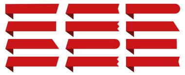 Beyaz arkaplanda basit kırmızı vektör pankartı seti