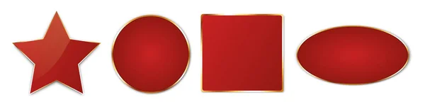 白い背景に金の枠が入った赤いボタンセット — ストックベクタ