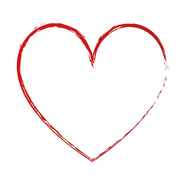 Pinsel Bemalt Rote Tinte Stempel Herz Banner Auf Weißem Hintergrund — Stockvektor