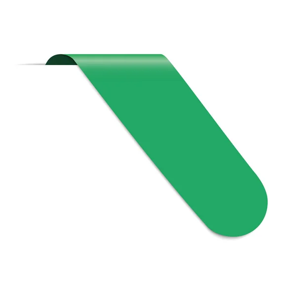 Bannière Ruban Angle Vert Sur Fond Blanc — Image vectorielle