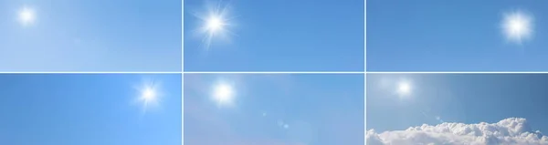 collection of blue sky with sun light. Nature backgrounds of sky