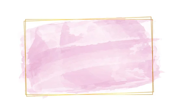 Рожевий Акварельний Банер Золотою Рамкою Ізольований Білому Тлі — стоковий вектор