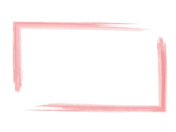 Růžová Štětec Malované Akvarel Banner Rám Bílém Pozadí — Stockový vektor