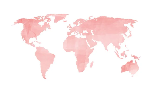 Acquerello Rosso Pittura Vettoriale Mappa Del Mondo — Vettoriale Stock