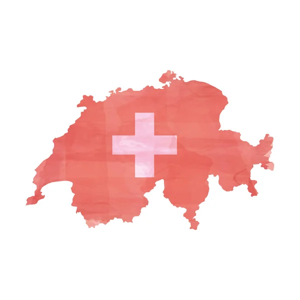 Acuarela Pintura Vector Mapa Suiza — Vector de stock