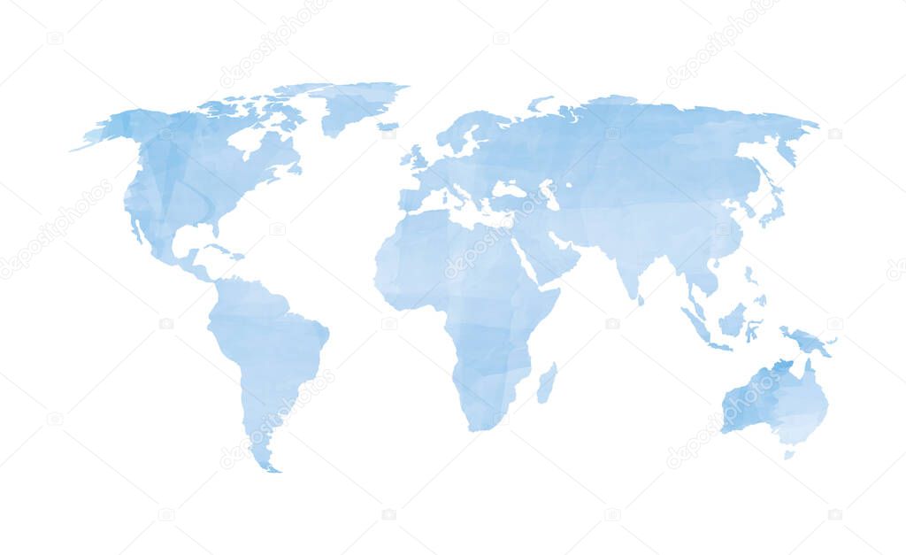 blue watercolor painting vector world map